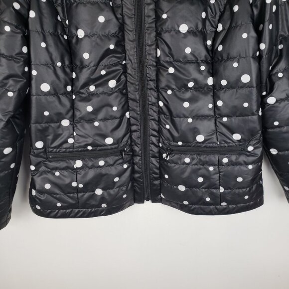 Chicos Zenergy Dot Puffer Jacket Black White Lightweight Crew Neck Size 0 US 4/6 - Picture 4 of 8